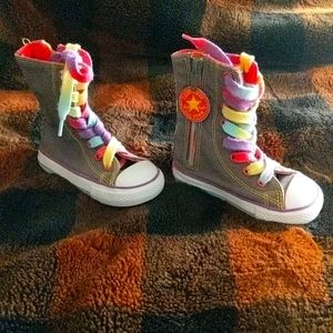 Gray rainbow laced hightops